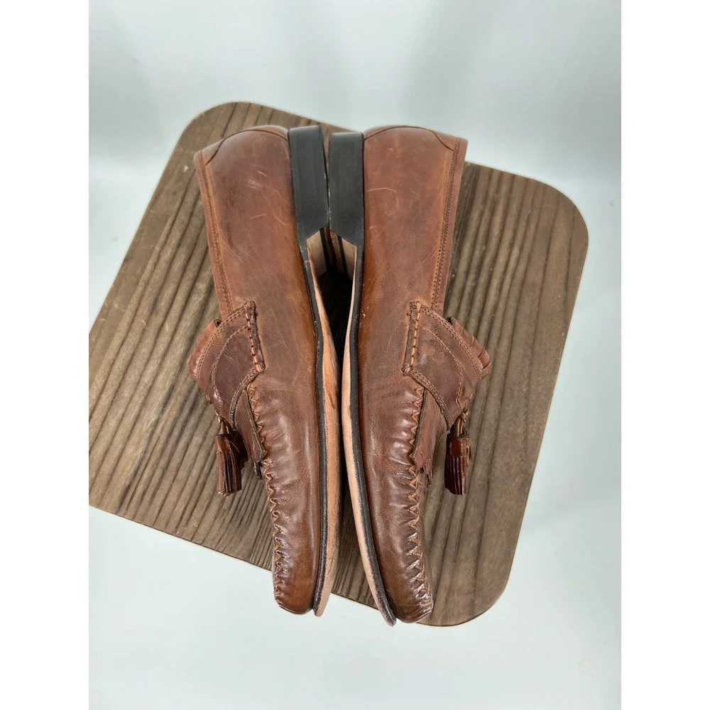 Johnston & Murphy Mens Brown‎ Leather Kiltie Tassel Loafers Size 9.5 M